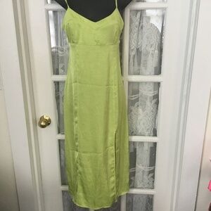HM lime green maxi, backless dress size small